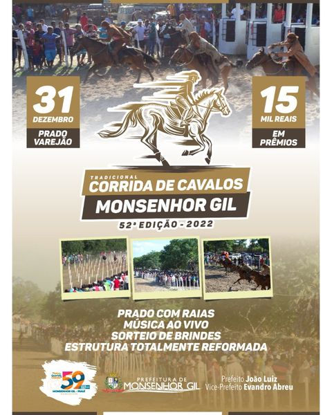 Confira a programação completa da 52º Corrida de Cavalos de Monsenhor Gil e da Misssa do Vaqueiro